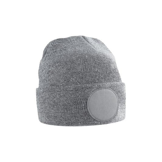 Beanie mit rundem Patch inklusive Druck